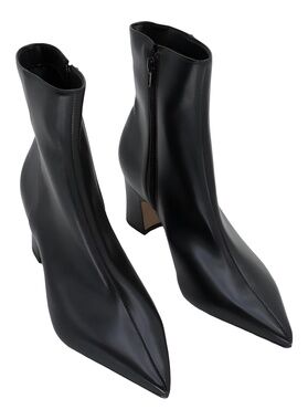 Arezzo Jenna Black Pointed Toe 2.5" Block Heel Ankle Boots Size 7B